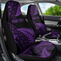 New Zealand Rugby Pacific Personalised Car Seat Cover All Purple Maori Pasifika Fern Pattern