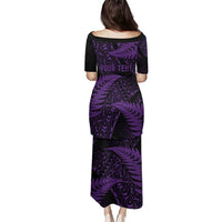 New Zealand Rugby Pacific Personalised Family Matching Puletasi and Hawaiian Shirt All Purple Maori Pasifika Fern Pattern LT9 - Polynesian Pride