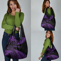 New Zealand Rugby Pacific Personalised Grocery Bag All Purple Maori Pasifika Fern Pattern