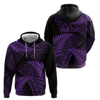 New Zealand Rugby Pacific Personalised Hoodie All Purple Maori Pasifika Fern Pattern