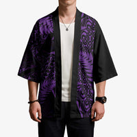 New Zealand Rugby Pacific Personalised Kimono All Purple Maori Pasifika Fern Pattern - Polynesian Pride