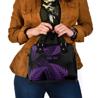 New Zealand Rugby Pacific Personalised Shoulder Handbag All Purple Maori Pasifika Fern Pattern