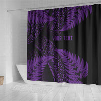 New Zealand Rugby Pacific Personalised Shower Curtain All Purple Maori Pasifika Fern Pattern