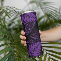 New Zealand Rugby Pacific Personalised Skinny Tumbler All Purple Maori Pasifika Fern Pattern LT9 - Polynesian Pride