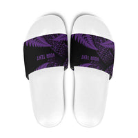 New Zealand Rugby Pacific Personalised Slide Sandals All Purple Maori Pasifika Fern Pattern - Polynesian Pride