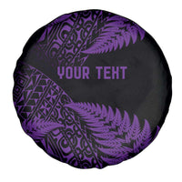 New Zealand Rugby Pacific Personalised Spare Tire Cover All Purple Maori Pasifika Fern Pattern