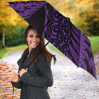 New Zealand Rugby Pacific Personalised Umbrella All Purple Maori Pasifika Fern Pattern - Polynesian Pride