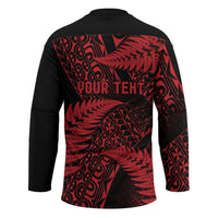 New Zealand Rugby Pacific Personalised Hockey Jersey All Red Maori Pasifika Fern Pattern - Polynesian Pride