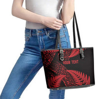 New Zealand Rugby Pacific Personalised Leather Tote Bag All Red Maori Pasifika Fern Pattern
