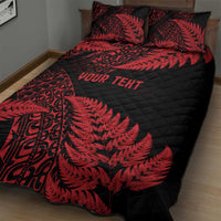 New Zealand Rugby Pacific Personalised Quilt Bed Set All Red Maori Pasifika Fern Pattern