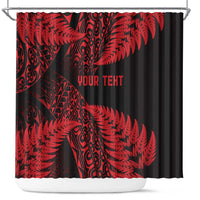 New Zealand Rugby Pacific Personalised Shower Curtain All Red Maori Pasifika Fern Pattern