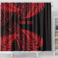 New Zealand Rugby Pacific Personalised Shower Curtain All Red Maori Pasifika Fern Pattern