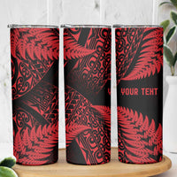 New Zealand Rugby Pacific Personalised Skinny Tumbler All Red Maori Pasifika Fern Pattern LT9 - Polynesian Pride