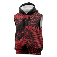 New Zealand Rugby Pacific Personalised Sleeveless Hoodie All Red Maori Pasifika Fern Pattern - Polynesian Pride