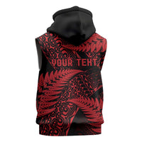 New Zealand Rugby Pacific Personalised Sleeveless Hoodie All Red Maori Pasifika Fern Pattern - Polynesian Pride