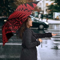 New Zealand Rugby Pacific Personalised Umbrella All Red Maori Pasifika Fern Pattern - Polynesian Pride