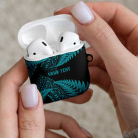 New Zealand Rugby Pacific Personalised AirPods Case All Turquoise Maori Pasifika Fern Pattern - Polynesian Pride