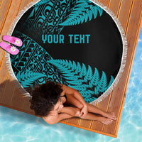 New Zealand Rugby Pacific Personalised Beach Blanket All Turquoise Maori Pasifika Fern Pattern