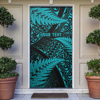 New Zealand Rugby Pacific Personalised Door Cover All Turquoise Maori Pasifika Fern Pattern - Polynesian Pride