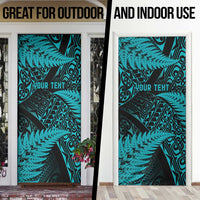 New Zealand Rugby Pacific Personalised Door Cover All Turquoise Maori Pasifika Fern Pattern - Polynesian Pride