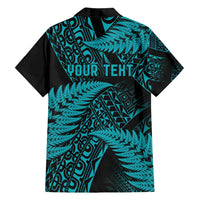 New Zealand Rugby Pacific Personalised Family Matching Long Sleeve Bodycon Dress and Hawaiian Shirt All Turquoise Maori Pasifika Fern Pattern LT9 - Polynesian Pride