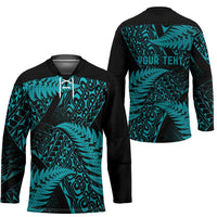 New Zealand Rugby Pacific Personalised Hockey Jersey All Turquoise Maori Pasifika Fern Pattern - Polynesian Pride