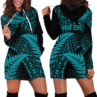 New Zealand Rugby Pacific Personalised Hoodie Dress All Turquoise Maori Pasifika Fern Pattern