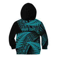New Zealand Rugby Pacific Personalised Kid Hoodie All Turquoise Maori Pasifika Fern Pattern