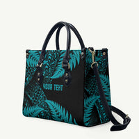 New Zealand Rugby Pacific Personalised Leather Bag All Turquoise Maori Pasifika Fern Pattern - Polynesian Pride