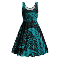 New Zealand Rugby Pacific Personalised Midi Dress All Turquoise Maori Pasifika Fern Pattern - Polynesian Pride