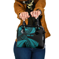 New Zealand Rugby Pacific Personalised Shoulder Handbag All Turquoise Maori Pasifika Fern Pattern