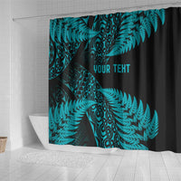 New Zealand Rugby Pacific Personalised Shower Curtain All Turquoise Maori Pasifika Fern Pattern