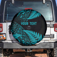 New Zealand Rugby Pacific Personalised Spare Tire Cover All Turquoise Maori Pasifika Fern Pattern