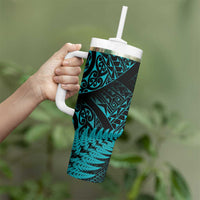 New Zealand Rugby Pacific Personalised Tumbler With Handle All Turquoise Maori Pasifika Fern Pattern