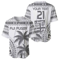Custom Fiji Rugby Baseball Jersey Polynesian Fijian Masi Palm Tree