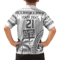Custom Fiji Rugby Family Matching Short Sleeve Bodycon Dress and Hawaiian Shirt Polynesian Fijian Masi Palm Tree LT9 - Polynesian Pride