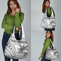 Custom Fiji Rugby Grocery Bag Polynesian Fijian Masi Palm Tree