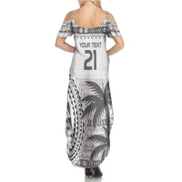 Custom Fiji Rugby Summer Maxi Dress Polynesian Fijian Masi Palm Tree