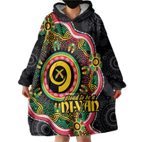 Vanuatu Personalised Wearable Blanket Hoodie Aboriginal Dot Paitnting - Polynesian Pride