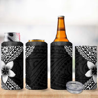 Lotu Tamaiti White Sunday 4 in 1 Can Cooler Tumbler Pacific Plumeria Flowers - Black Version
