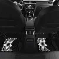 Lotu Tamaiti White Sunday Car Mats Pacific Plumeria Flowers - Black Version