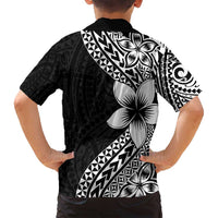 Lotu Tamaiti White Sunday Family Matching Long Sleeve Bodycon Dress and Hawaiian Shirt Pacific Plumeria Flowers - Black Version LT9 - Polynesian Pride