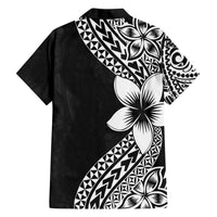 Lotu Tamaiti White Sunday Family Matching Puletasi and Hawaiian Shirt Pacific Plumeria Flowers - Black Version LT9 - Polynesian Pride