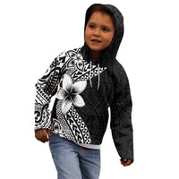 Lotu Tamaiti White Sunday Kid Hoodie Pacific Plumeria Flowers - Black Version