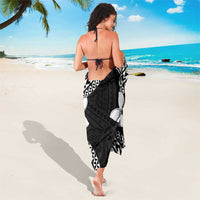 Lotu Tamaiti White Sunday Sarong Pacific Plumeria Flowers - Black Version