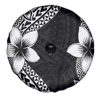 Lotu Tamaiti White Sunday Spare Tire Cover Pacific Plumeria Flowers - Black Version