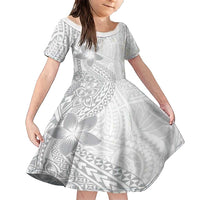 Lotu Tamaiti White Sunday Family Matching Short Sleeve Bodycon Dress and Hawaiian Shirt Pacific Plumeria Flowers - White Version LT9 Daughter's Dress White - Polynesian Pride