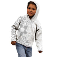 Lotu Tamaiti White Sunday Kid Hoodie Pacific Plumeria Flowers - White Version