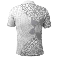 Lotu Tamaiti White Sunday Polo Shirt Pacific Plumeria Flowers - White Version