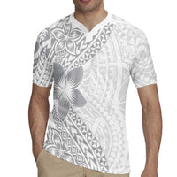 Lotu Tamaiti White Sunday Rugby Jersey Pacific Plumeria Flowers - White Version